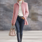 Casual Vintage Pink Polar Fleece Zip-Up Jacket Coat