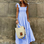 Nadorine Women's Butterfly Sleeves Waist Swing Maxi Dress