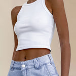 Round Neck Basic Racerback Ribbed Tank Top