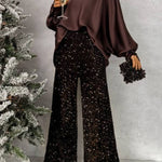CHOCOLATE SEQUIN PANTS
