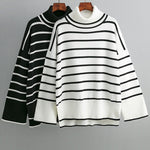 Striped Sweater Casual Turtleneck Knit Pullover Jumper Tops