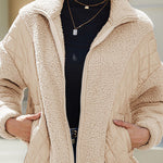 Fashion long sleeve cardigan zipper plush patchwork women's jacket