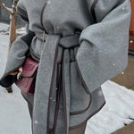 Margovil Open Front Pocketed Splice Coat with Belt