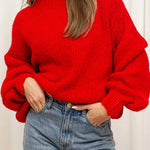Margovil Drop Shoulder Lantern Long Sleeves Comfy Pullover Sweater
