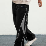 KZZ Men's Letter Patchwork Side Stripe Drawstring Waist Pants