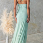 Margovil One Shoulder Slit Ruched Ruffle Mesh Maxi Dress