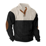 KZZ Men's Color Block Casual Hoodie, Half-Zip Long-Sleeve Sweatshirt
