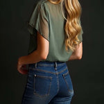 Vintage Embroidered Chiffon Short Sleeve Shirt