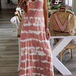 Margovil V Neck Tie Dye Casual Maxi Cami Dress