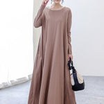 Simple 6 Colors Plus Size Loose Long Sleeve Casual Dress