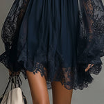 Noemi™ | Navy Lace Chiffon Mini Dress