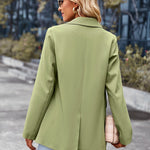 Nadorine Casual Long Blazer Jacket Lapel Open Front Office Suit