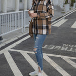 Flannel Shirt Long Sleeve Button Up Ladies Plaid Jackets