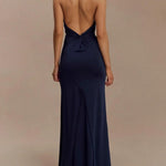 Slinky Halter Maxi Dress - Navy