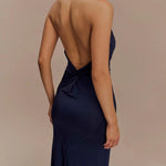 Slinky Halter Maxi Dress - Navy