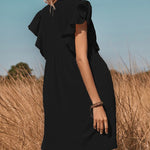 V Neck Loose Spring Summer Ruffle Trimed Button Smock Sleeveless Mini Vest Dress
