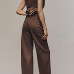 The Colette Crop Suede High-Rise Wide-Leg Pants by Maeve