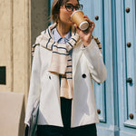 Lapel Collar Single Breasted Blazer Jacket Tops with Pockets