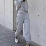 Two Piece Outfits Casual Lounge Sets Hoodied Pullover with Drawstring Tracksuit Sweatsuit