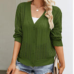 Rib Knit Button Front Cardigan with Pockets
