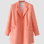 Waist Drawing Rope Lapel Loose Blazer Suit