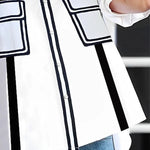 A-line Half Sleeves Buttoned Contrast Color Pockets Mock Neck Blouses&shirts Tops