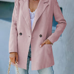 Nadorine Double Breasted Button Down Office Work Wear Solid Blazer Jacket