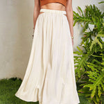 A-line swing skirt high waist hollow solid color skirt