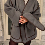 Open Front Pocketed Splice Coat with Belt