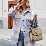 Loose Plaid Print Coat Single-breasted Woolen Overcoat