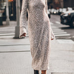 Margovil Long Sleeves Back Cut Out Sequin Midi Dress