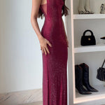 Sparkling Hotfix Sleeveless Bodycon Maxi Dress