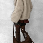 Margovil Collared Open Front Winter Faux Fur Coat