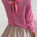Margovil Boat Neck Bow Back Cut Out Pullover Sweater