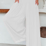 Margovil Smocked Elastic Waist Pleated Wide Leg Pants