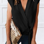 Margovil V Neck Knot Front Wrapped Top