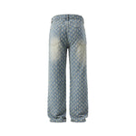 KZZ Men's two-piece jacquard denim suit