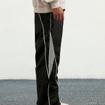 KZZ Men's Letter Patchwork Side Stripe Drawstring Waist Pants