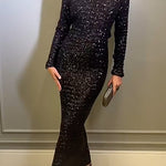Margovil Bow Backless Sequin Bodycon Maxi Party Dress