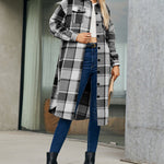 Nadorine Button Down Plaid Classic Long Shirt Jacket