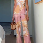 European Summer Linen Blend Ric Rac Trims High Rise Pocket Loose Pants