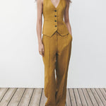 Two Pieces Set Sleeveless Vest and Pants Suit