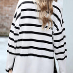 Striped Sweater Casual Turtleneck Knit Pullover Jumper Tops