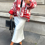 Romantic Songs Porcelain Ink Printed Pocket Quilted Cotton Kimono Jacket
