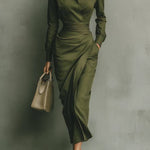 Army Green Cotton Blended Maxi Dress