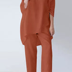 Loose Fashion Casual Solid Color Cotton Linen Two Sets