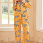 Yellow Zebra Print Home Long-sleeved Two-piece Set