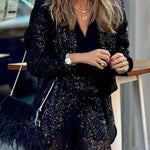 Special Treat Sequin Lapel Party Loose Blazer