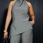 Sleeveless Solid Color Stand Collar Vest Top