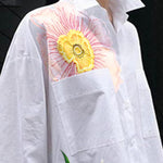 High-Low Loose Asymmetric Floral Printed Split-Joint Split-Side Lapel Blouses